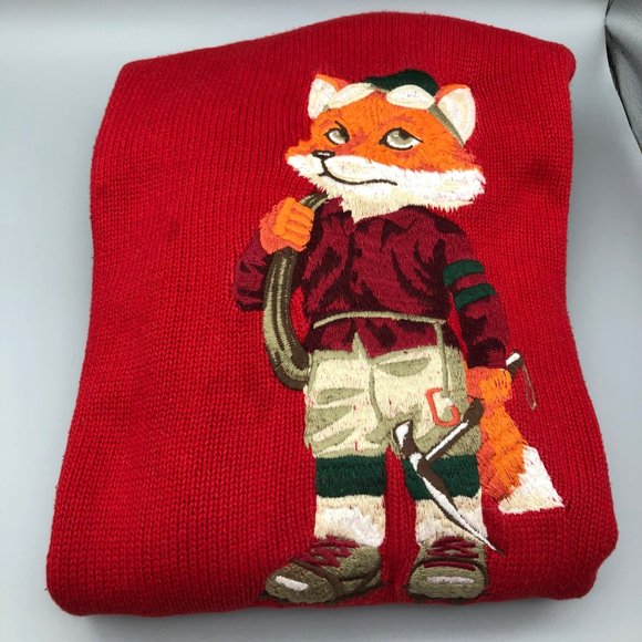 AKOO & CO No.21 Live full Live well embroidered Climber Fox red Men's sweater - Picture 15 of 16